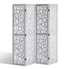 Uimoso Wood Room Divider Wooden Screen 4 Panel Room Separation Privacy Screen
