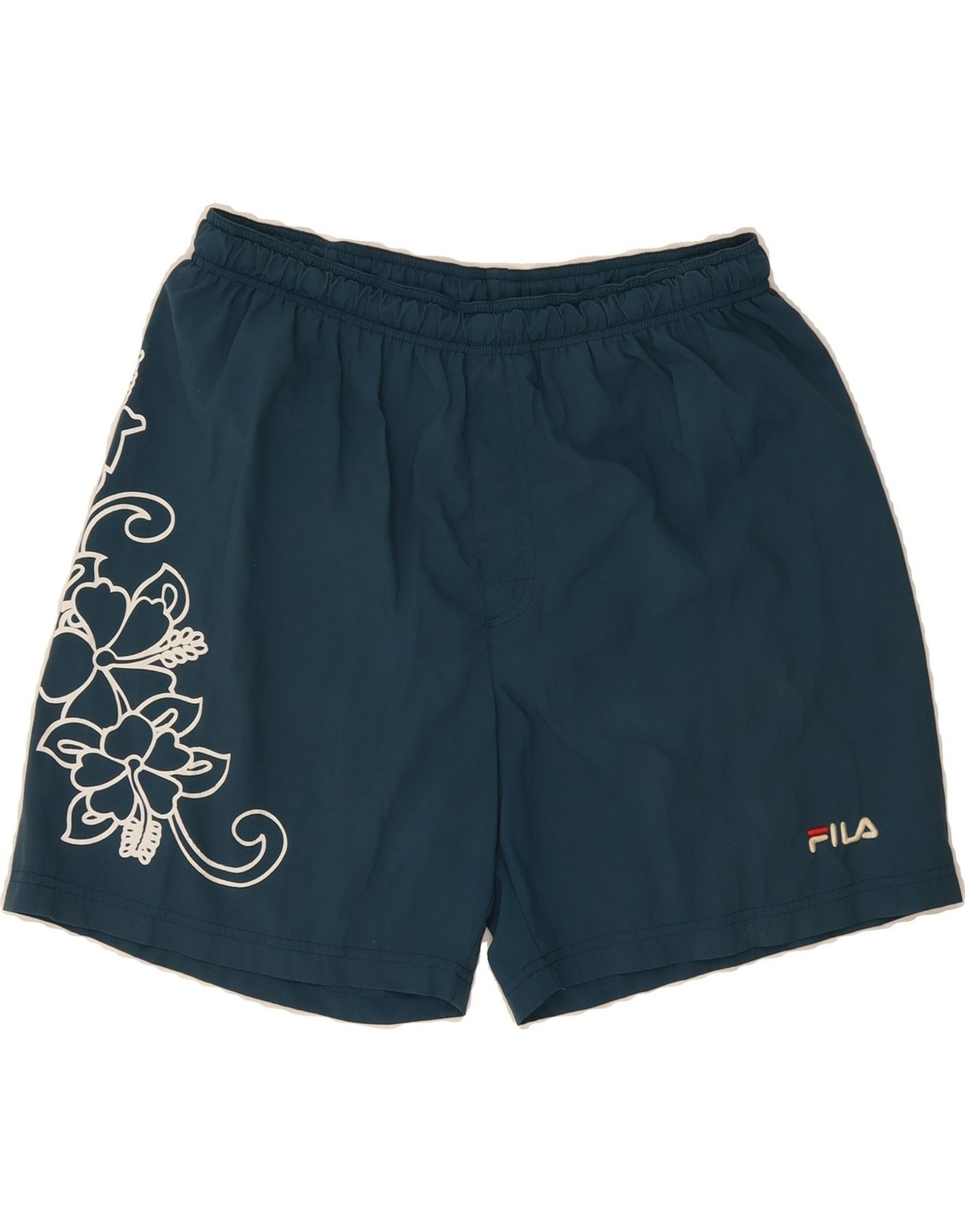 FILA pantaloncino sportivo donna UK 14 grande blu floreale nylon DH45