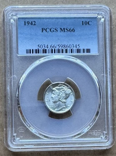 1942 10C PCGS MS66 1942 MERCURY DIME SILVER 10c