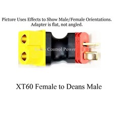 RCP Adapters 1 XT60 FEMALE TO DEANS MALE BATTERY NO WIRE ADAPTER