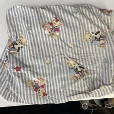 Vintage Dundee Blue Jean Teddy Bear and Blossom BJT Crib Sheet 29x47  