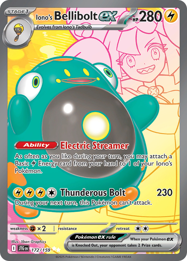 Iono's Bellibolt ex 172/159 Ultra Rare Journey Together Pokemon Holo Near Mint