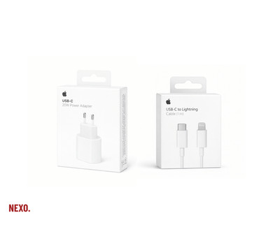 Original Apple 20W USB-C Schnellladegerät + USB-C auf Lightning Kabel 1 m | Set