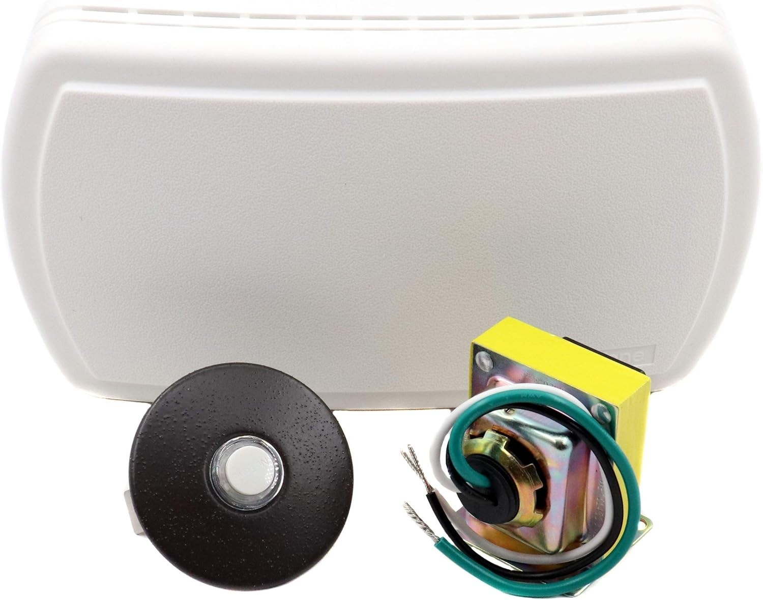 Stylish White Textured Door Chimes Kit with Lighted Pushbutton - Easy to Install