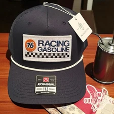 Retro NASCAR 76 Racing Gasoline Patch Navy Richardson 112 Rope Trucker Hat