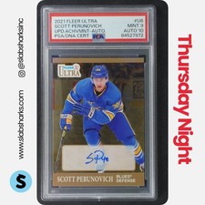 2021 FLEER ULTRA SCOTT PERUNOVICH UPDATE GOLD AUTO ACHIEVEMENTS /25 PSA 9 - 10
