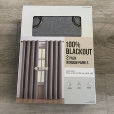 100 Blackout 2 Pack Window Curtain Panels 52x84 in Grey Grommet NEW