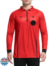 FitsT4 Sports Men's Pro Soccer Referee Jersey Long Sleeve Ref Shirt