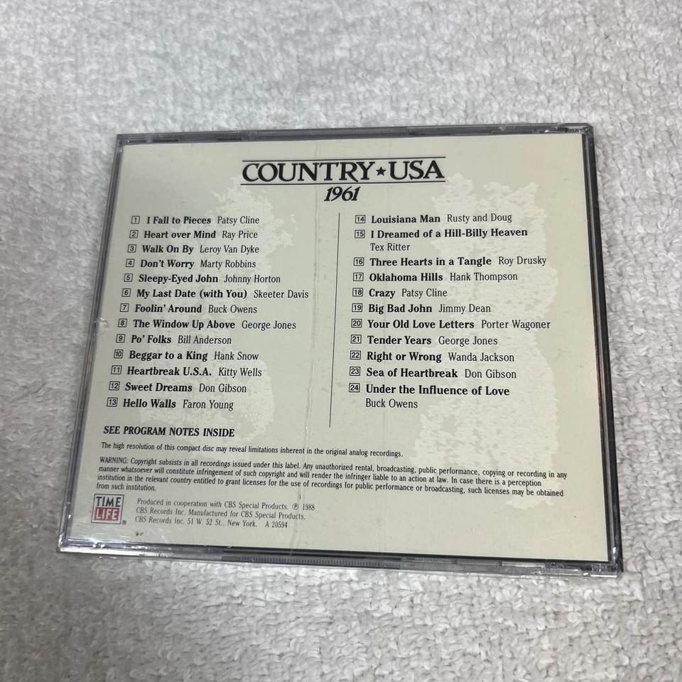 Vintage Country USA 1961 CD Time Life Patsy Cline George Jones 24 Classic Tracks - Image 2 of 4