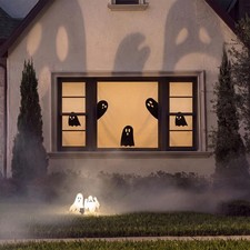 3 Pcs Halloween Ghost Silhouette Curtains, Spooky Window Decor Large Fabric Ghos
