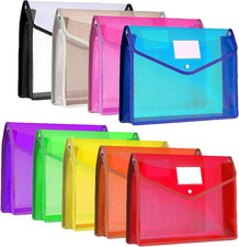 Plastic File Folder, 9 Pcs Large-Capacity Poly Envelope Expanding Wallet Docu...