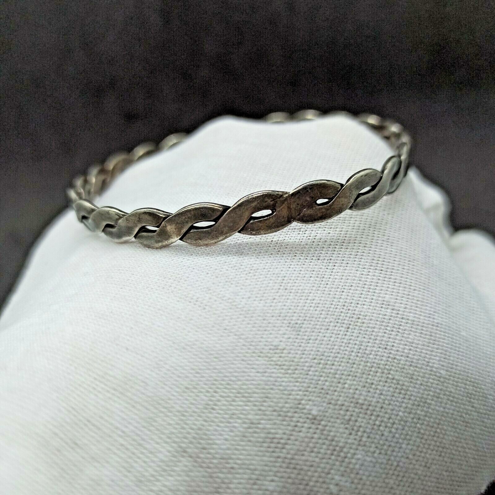Vintage Bangle Infinity Bracelet Braided Solid St… - image 4