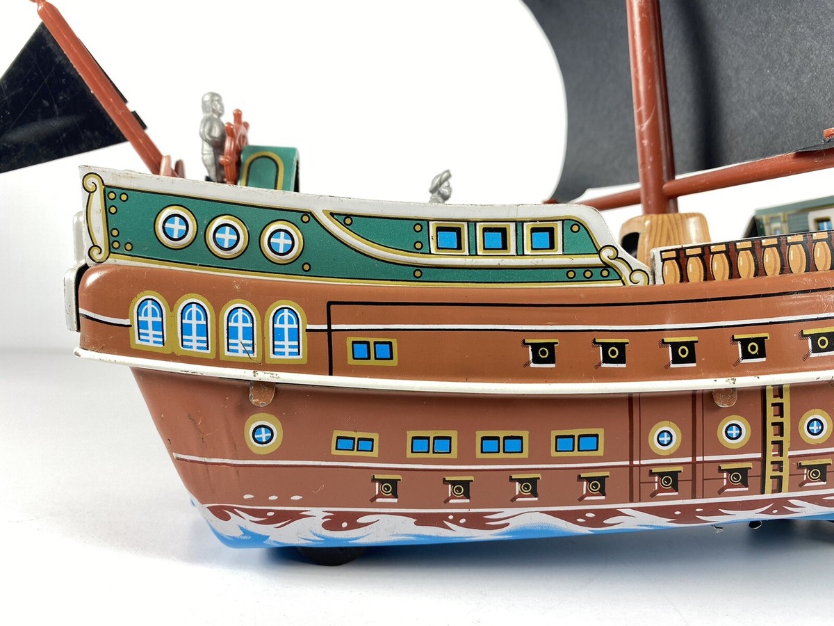 Vintage Modern Toys Japan Tin Pirate Ship Toy Battery Vintage Modern Toys Japan Tin Pirate Ship Toy Battery