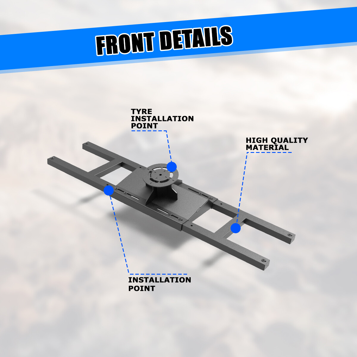 Adjustable Width 56''-65'' Spare Tyre Carrier For 2020-2025 Jeep Gladiator 
