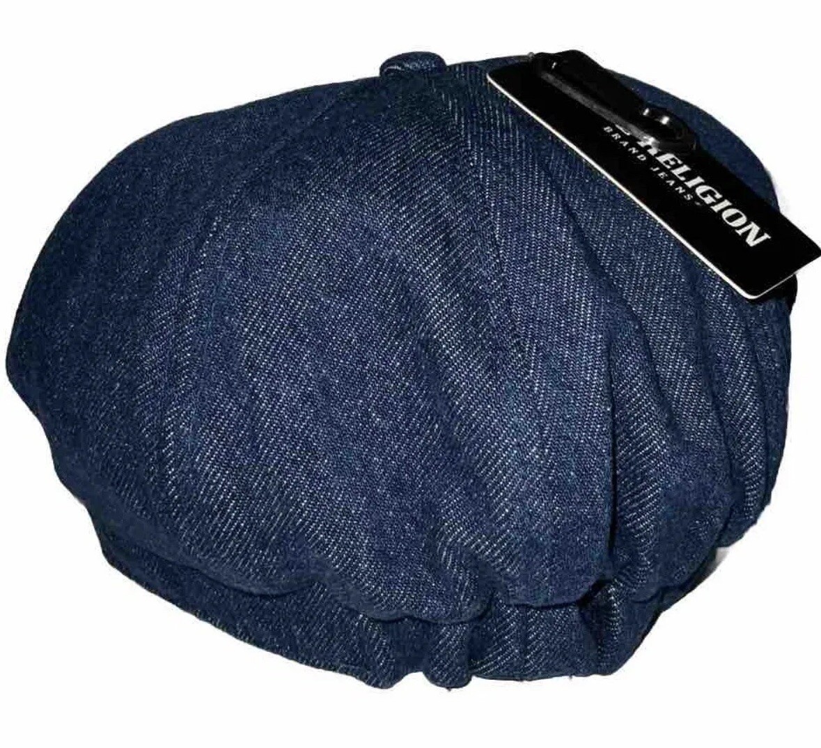 True Religion Horseshoe Logo Newsboy Hat Cap Dark Denim Blue