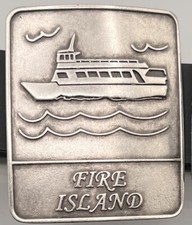 Fire Island Ferry Buckle Bonfe Leather Pewter Silver Nautical Belt