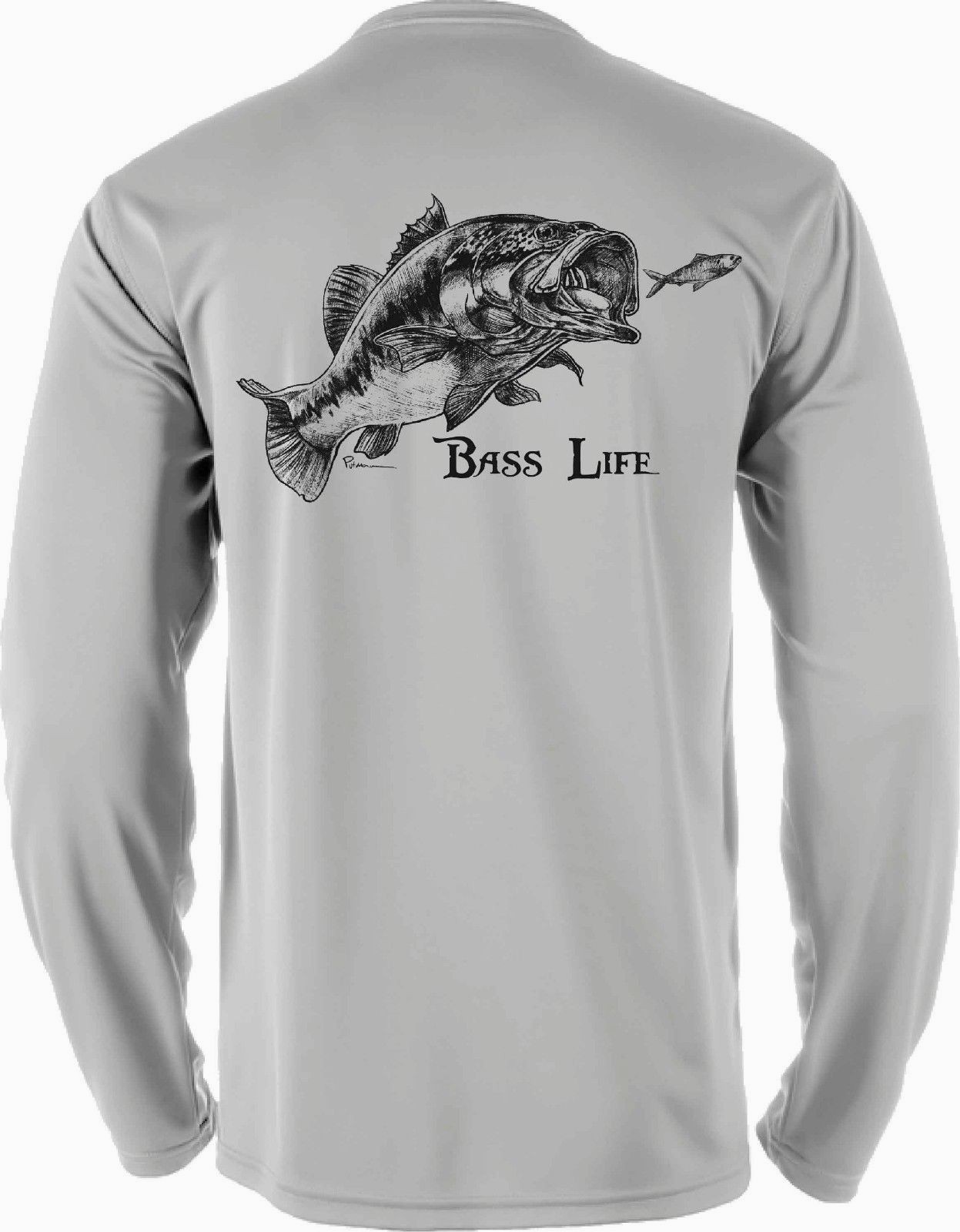 Performance Long Sleeve Bass Fishing Shirt UPF50 Sun Protection DryFit