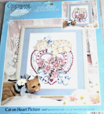 Cat on Heart Picture Counted Cross Stitch Kit by Candamar Designs 60497 A 1992