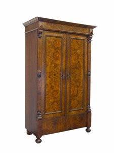 Kleiderschrank Dielenschrank Schrank Antik um 1880 Wurzelholz B: 117 cm