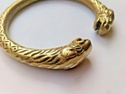 Real Seed Golden Heavy Brass Lion Face Bangle Cuff Kada for Men and women - Picture 2 of 4