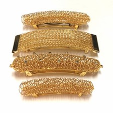 Women Metal Long Barrette Hair Clip Gold Wire Loop Coil Chain New Made in France