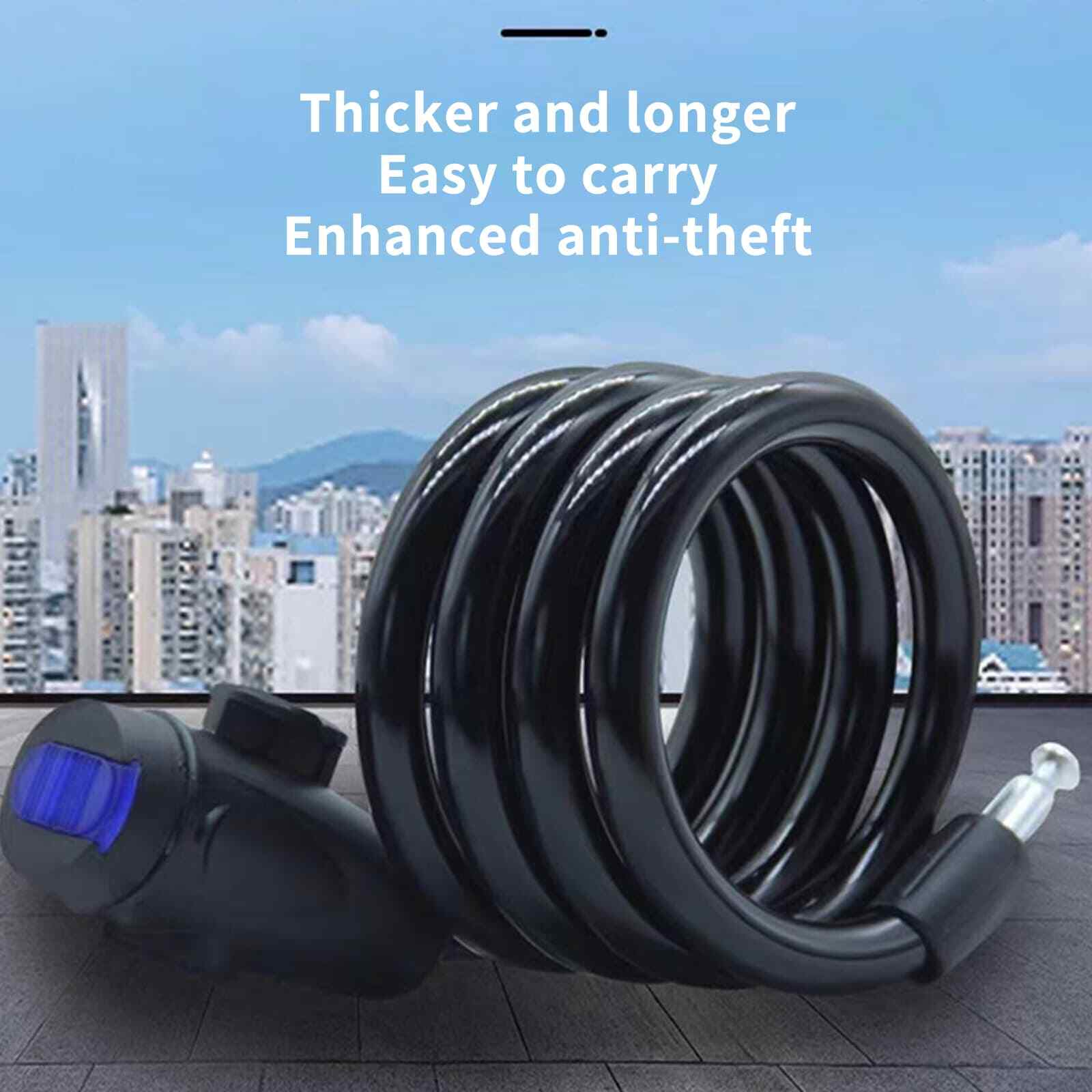Heavy Duty Anti Theft With Key Bicycle Accessories Cable Ring Shaped
