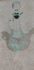 Mogan David MD 79 Pressed/Decorative Glass Decanter/Carafe--Clear/Blue Tint--10"