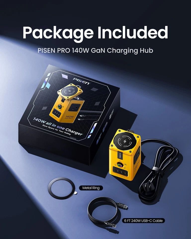 Soporte de cargador PISEN 8 en 1 Mag-Safe - Estación de carga 140W para múltiples dispositivos Foto 2 de 4