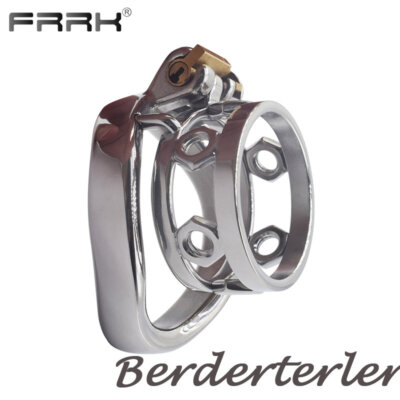 FRRK Bolted Curved Rings Detachable Spikes Cage CBT Sissy Chastity Devices Lock