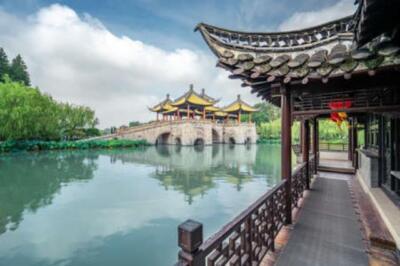 Wandbild: Antike Architekturlandschaft der Wuting-Brücke in Yangzhou (155610652)
