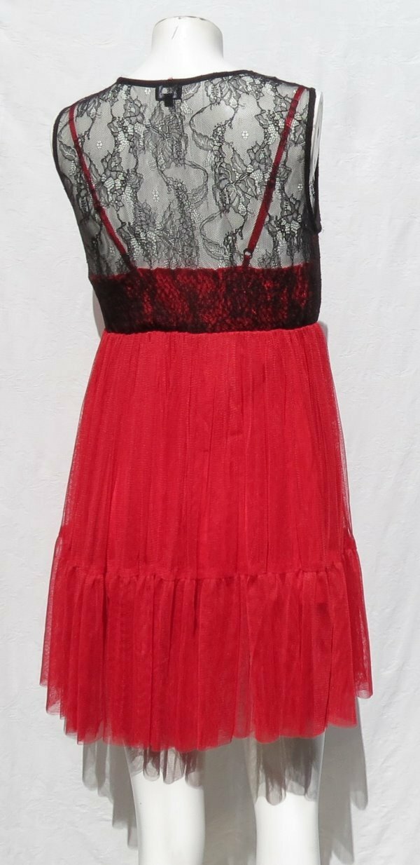 HALLOWEEN COSTUME Women’s Red & Black Mesh Lace Baby Doll Dress US M L