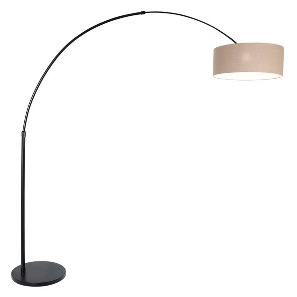 Stehleuchte Standlampe Wohnzimmerleuchte Bogenleuchte Schwarz Leinen 200 Cm-image