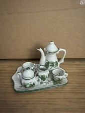 Andrea by Sadek Mini Tea Set Green Leaves And Vines 10 pc