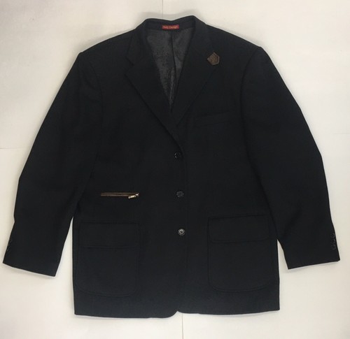 Mantoni Mens Black Pea Coat Overcoat 