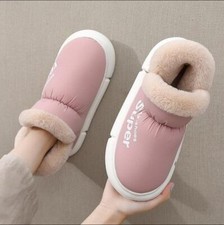Plush Fleece High Back Heel Slippers Home Winter Warm shoes