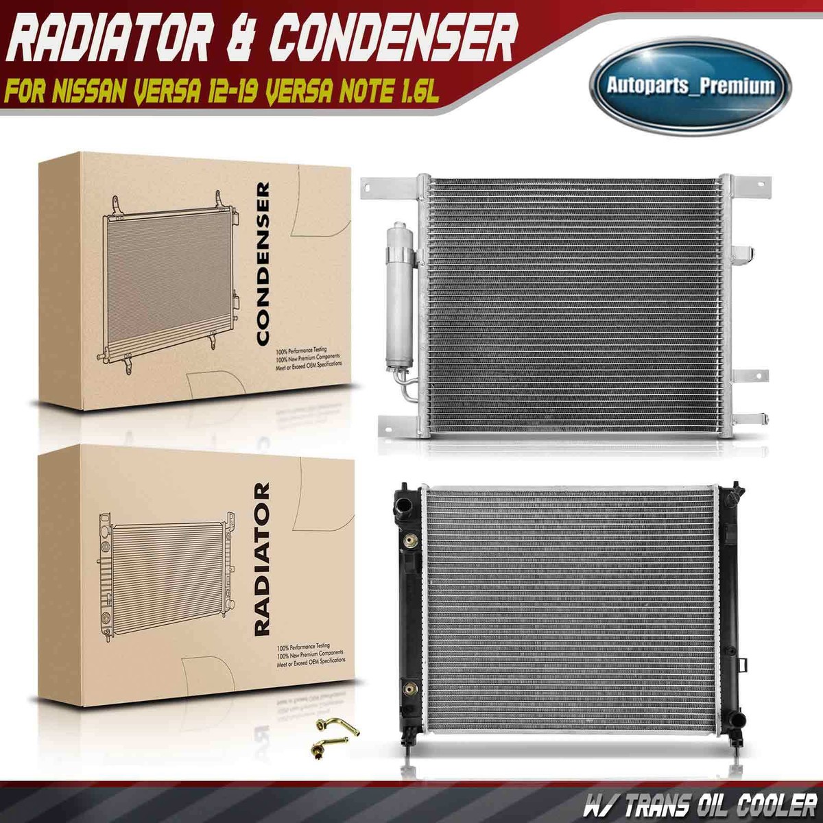 Radiator & AC Condenser Cooling Kit for Nissan Versa 12-19 Versa