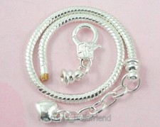 Wholesale Silver Plated Heart Snake Chain Charm Bracelet Fit European Bead P13