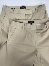 2 Talbots Heritage Khaki Dress Pants Size 8 Womens Stretch Tan Button Pockets