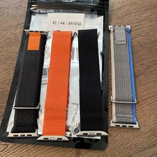 Lot Of 4 Single Piece Fabric Apple Watch Bands 42/44/45mm. C827