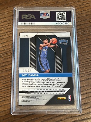 PSA 10 2018-19 Panini Prizm Mo Bamba Rookie Mojo Prizm #99 /25! | eBay