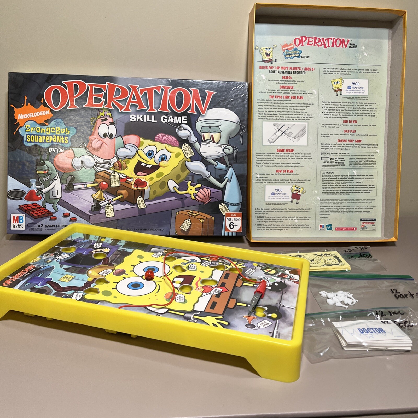 SpongeBob SquarePants Operation Skill Game Nickelodeon Milton Bradley Complete