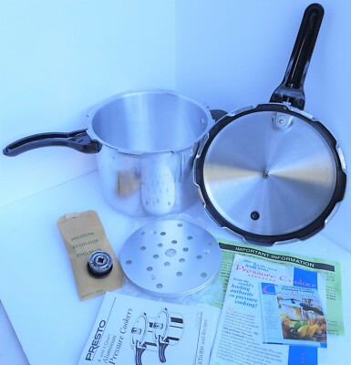 Presto Qt Pressure Cooker Model 0126408 Aluminum Gas Electric