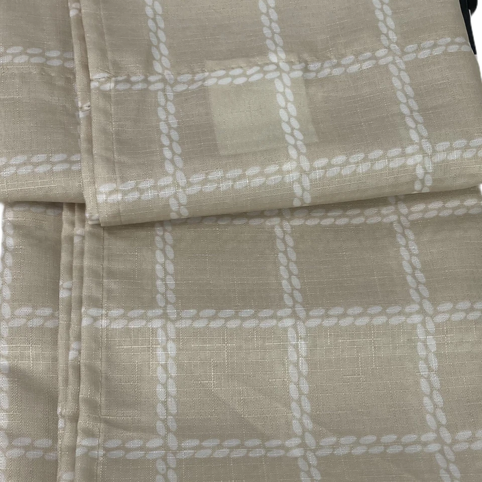 Juego de 3 cortinas de cocina náuticas océano a cuadros 1 balanza, 2 niveles beige natural Foto 3 de 4