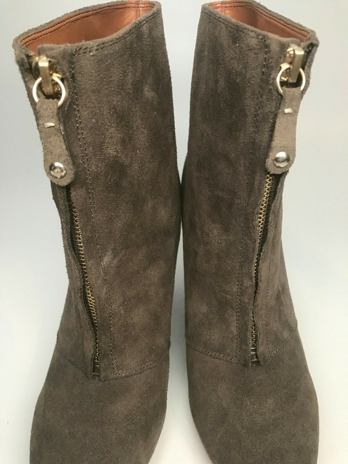 ZARA Basic Collection Leather Zip Ankle Wedge Boo… - image 9