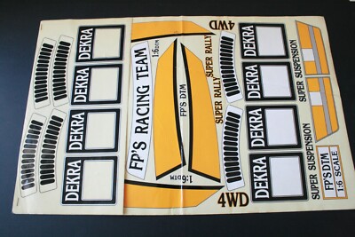 Vintage FP'S Racing Team 1:6 Scale DTM Body Shell Sticker / Decal Sheet - PM-195