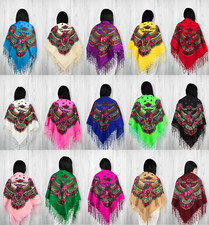 Ukranian Folk Ethnic Traditional Kerchief Scarf Shawl Hustka  Woolen Fringes