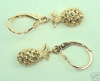7 MM SCHWERE 14K GELBGOLD DC 3D GANZE HAWAIIANISCHE ANANAS OHRSTECKER #4