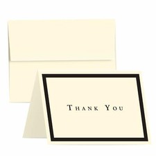 Thank You Greeting Cards and Envelopes, Cream, Blank Inside, 25 Per Pack