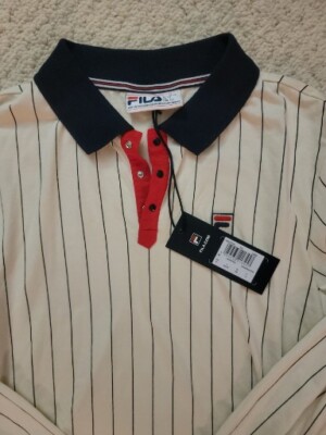 Fila Bjorn Borg White Line Blue Striped Tennis LONG SLEEVE Size US