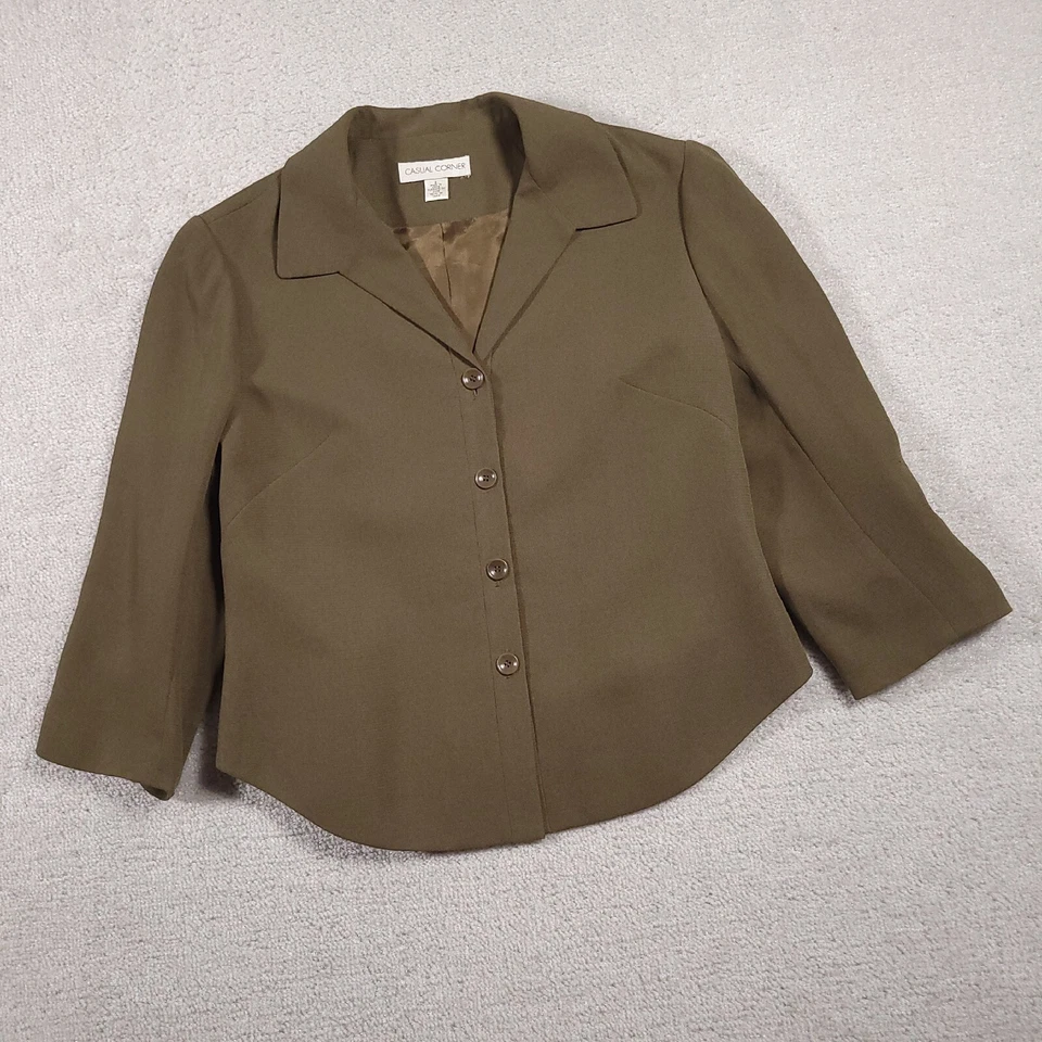 Camisa informal con botones en esquina para mujer 6 marrón cuello en V L/S blazer de negocios forrada Foto 2 de 4